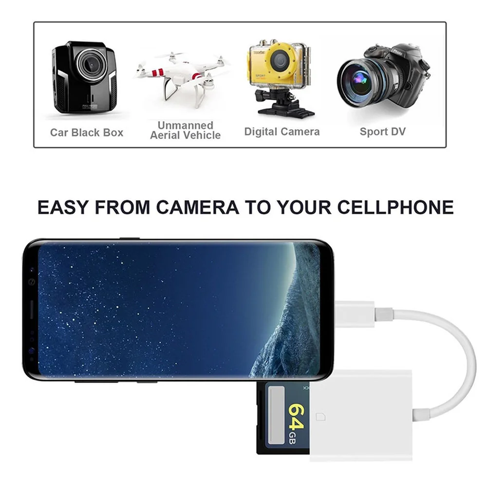 Usb type C для SD карты памяти считыватель камера кабель адаптер совместим с samsung Galaxy S8