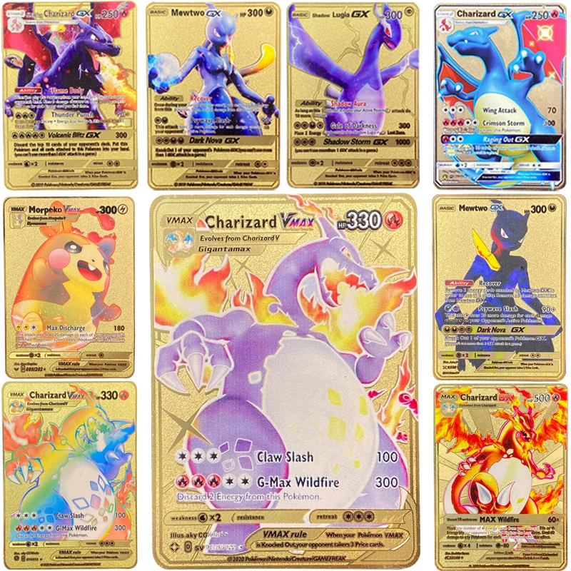 40 моделей карт Pokemon V Max французская металлическая карточная игра Аниме Боевая