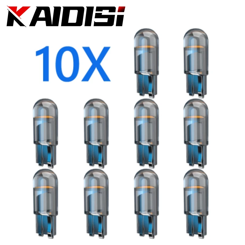 

10X Newest W5W Led T10 Car Light COB Glass 6000K White Auto Automobiles License Plate Lamp Dome Read DRL Bulb Style 12V