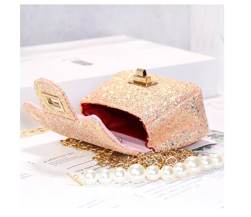 

3 Pcs Set Glitter PU Crossbody Bag For Kid Girls Candy Color Small Purse