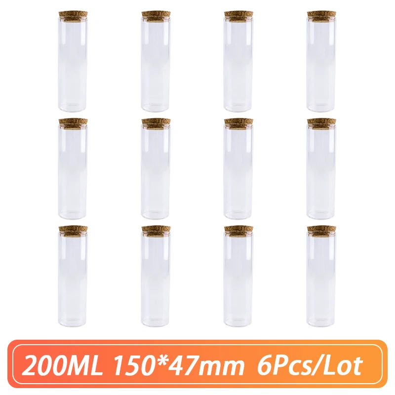 

Маленькие стеклянные бутылки 6 шт./лот 200 мл 150*47 мм, пробки, поделки, банки, мини прозрачные пустые стеклянные бутылки «сделай сам», маленькие ...