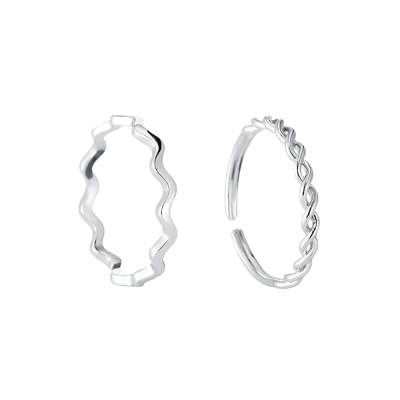 Adjustable Opening Ring Female Minority Design Wave Pattern Simple Student Versatile Two Piece Food J106 | Украшения и аксессуары