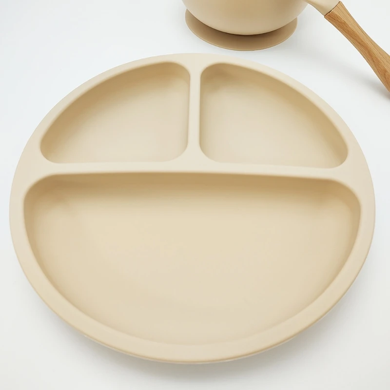 

Waterproof Food Grade Silicone Baby Divided Suction Bowl Anti-Slip Children Dinner Plate Infant Learning Feeding Dish