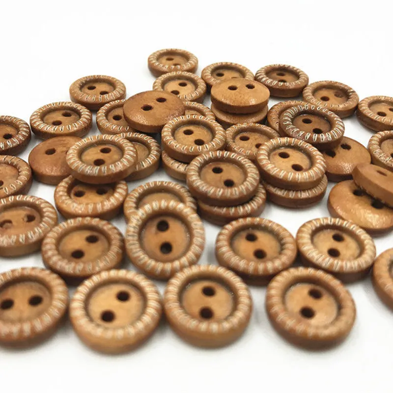 Новые 200 шт круглые деревянные пуговицы коричневые 2 отверстия шитье скрапбукинг