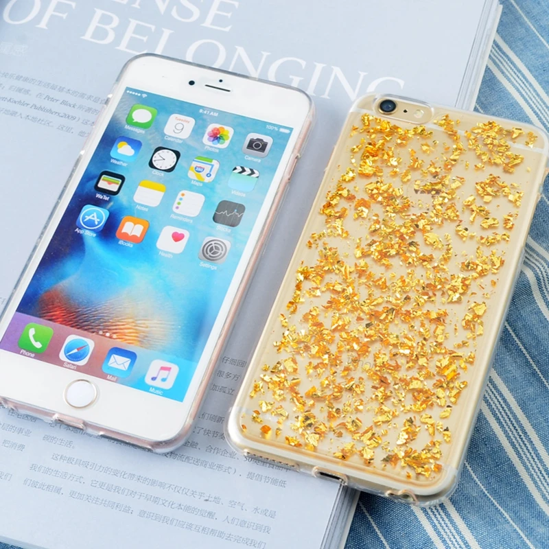 Противоударный чехол для iphone XS MAX 10 X XR 7 8 6 6S Plus SE 2020 с золотой фольгой блестками