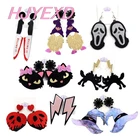 (1 пара)  ювелирные изделия, ведьма, шляпа, висячий свет, кот, паук, призрак, акрил