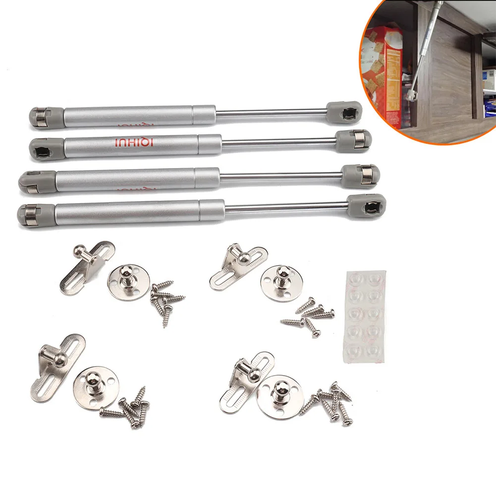 

4pcs 100N 22.5lb Rod Hinge Pneumatic Strut Bar Cabinet Soft Close Gas Spring Lift Support Bracket Front Hood RV Parts Steel