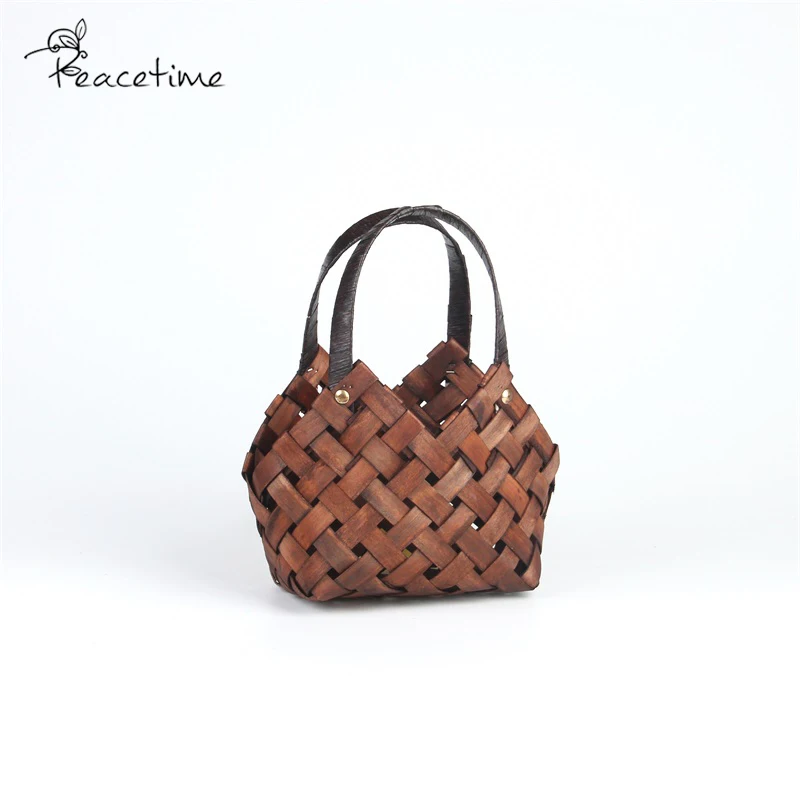 Плетеная вручную деревянная корзина для цветов с ручной корзиной (не