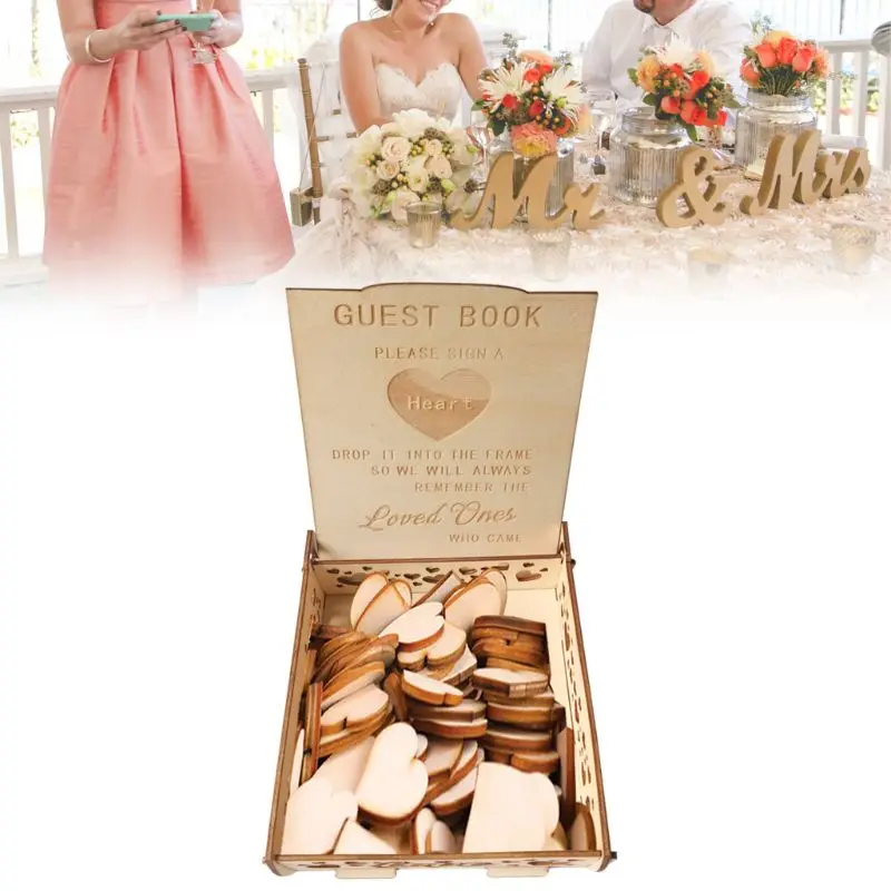 

Love Holder Wooden Wedding Heart Drop Box for Guest Book Message Rustic Decor Personalized Gift