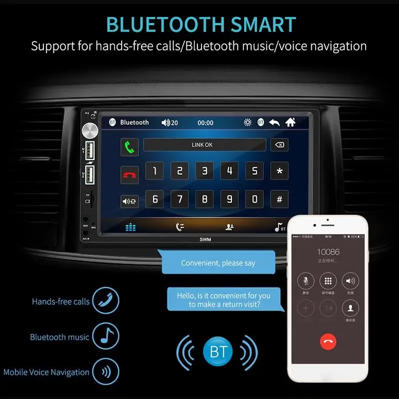 X5 Автомагнитола 2 Din Bluetooth Авторадио " HD сенсорный экран обратное изображение 2din стерео Авто MP5 плеер AUX USB FM камера 7018B