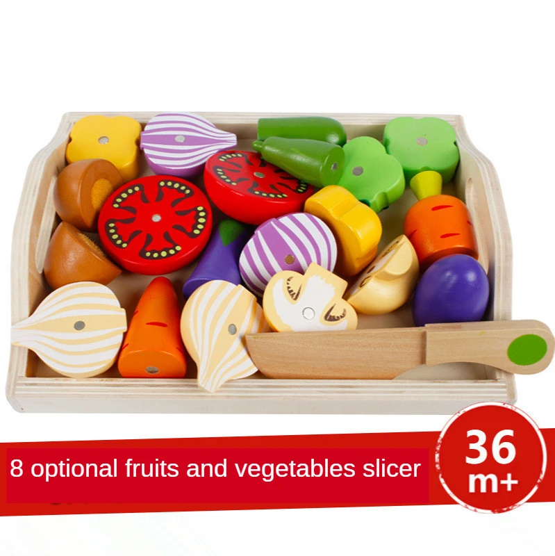 

Children's Magnetic Cut-And-Cheer Toy Wooden Girl Cut Fruit And Vegetable Combo Play Set Kitchen Set For Kids Pretend Play