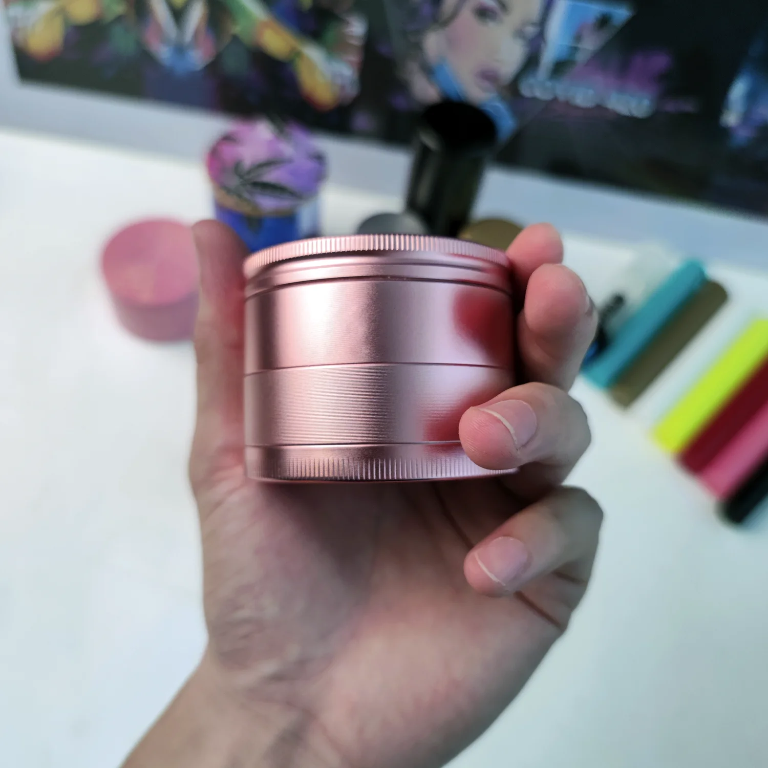 40mm 1.57 Inch Pink Weed Grinder Herb Grass Tobacco Spice Magnetic Crusher Mlynek Smoking Pipes Accessories | Дом и сад