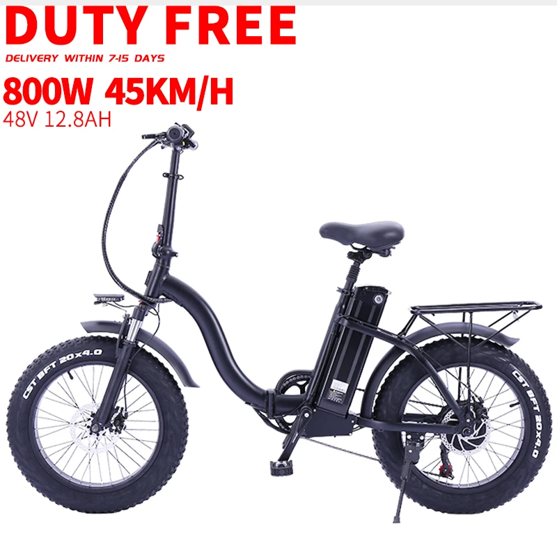 

Duty free electric bicycle 800w 48V12.8ah lithium battery 4.0 fat ebike fatbike folding Foldable adult Bikes 20inch e bike