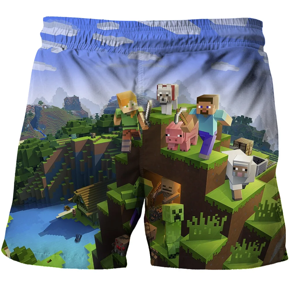 

Детская одежда, пляжные шорты мини-мир с аниме, летняя дышащая детская одежда для мальчиков и девочек, шорты с коротким рукавом и 3D мультяшны...