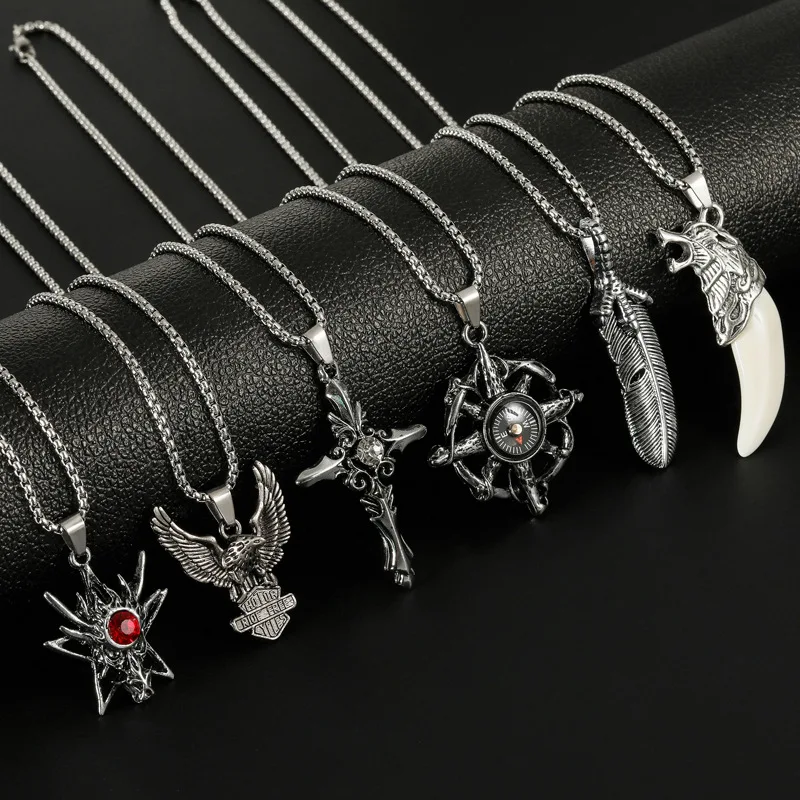 

2020 New Retro Punk Cross Necklace Trend Hip Hop Stainless Steel Pendant Men Glamour Cool Fashion Jewelry Gift Party