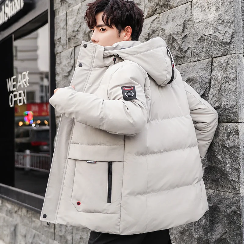 Winter mens jacket fashion style cotton-padded coat trend slim and thickened short parka  coats casual hooded jacket ins