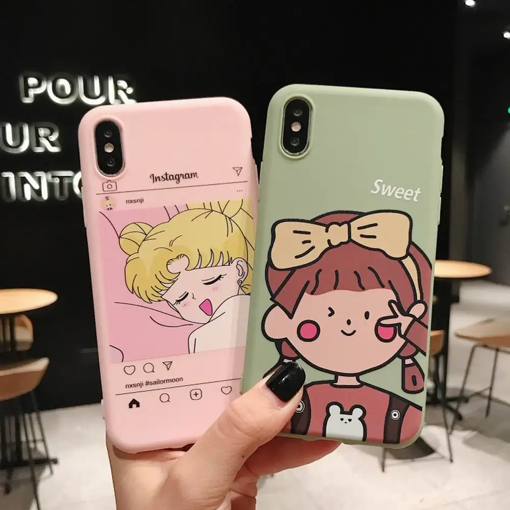 Модный мягкий чехол для телефона из ТПУ с изображением девушки мультфильма в