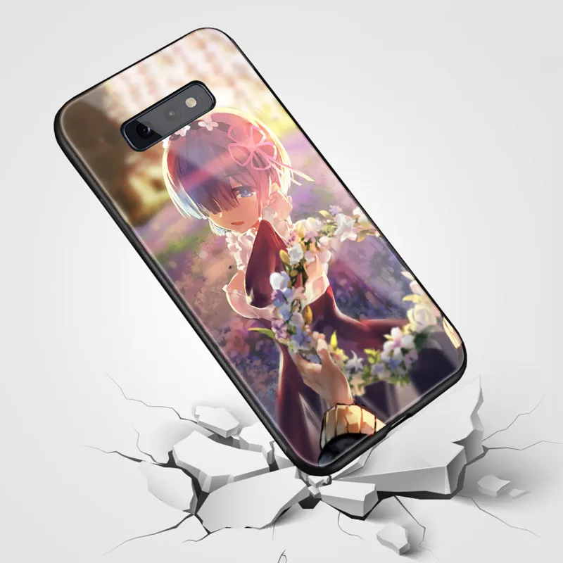 Re Zero Аниме Ram Rem Emilia чехол для телефона для samsung Galaxy S8 S9 S10e S10 Note 8 9 10 Plus закаленное стекло Мягкий силиконовый чехол
