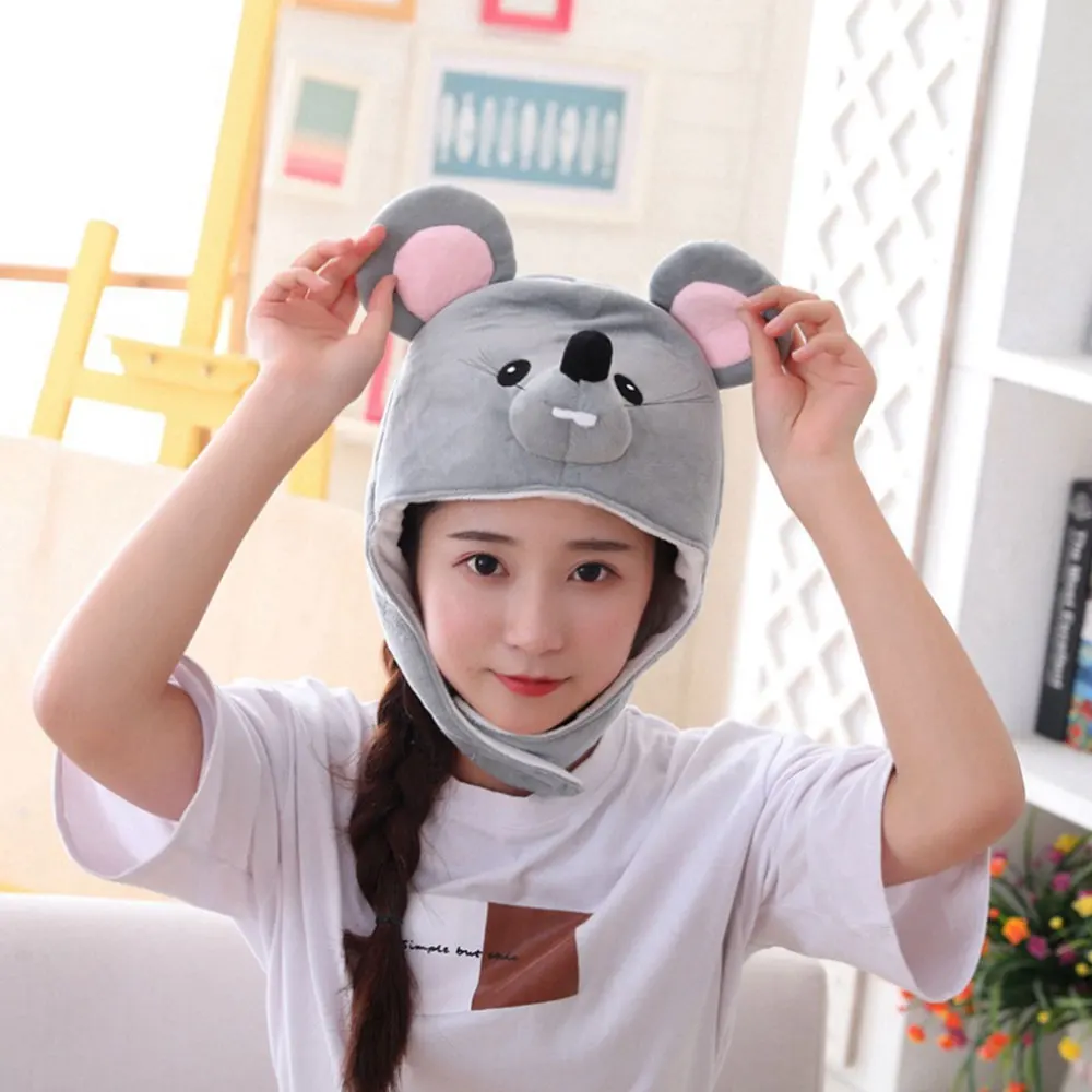 New Cartoon Plush Faux Fur Animal Rat Hat Cute Cap Soft Warm Winter Head Wear Fun Beanie Fleece Lining Headwear | Игрушки и хобби