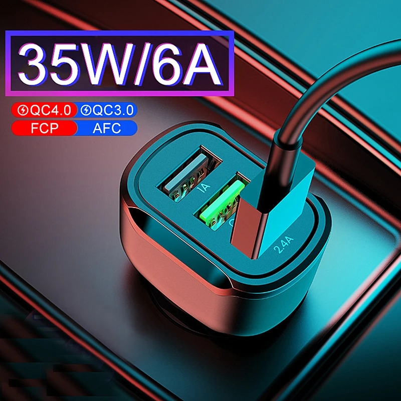 Автомобильное зарядное устройство с 3 USB портами 35 Вт QC 0 4 0|Зарядные устройства