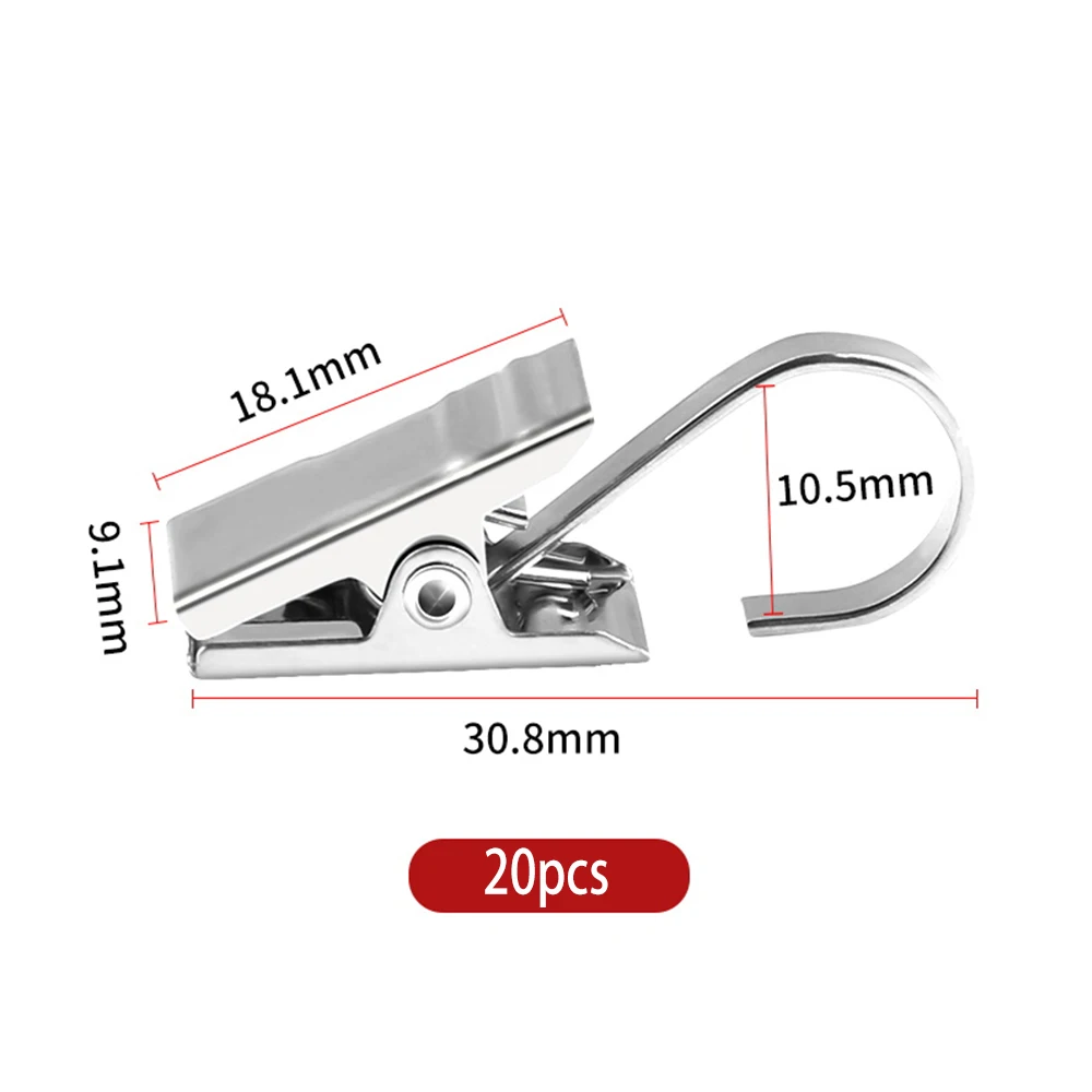 20 шт./компл. из нержавеющей стали занавеска для окна и душа зажим не кольцо