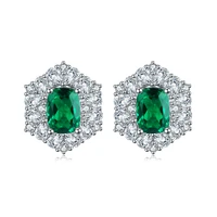 2021 hot sale fashion earring lab grown emerald stud earrings 925 sterling silver jewelry