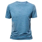 Футболка мужская приталенная с круглым вырезом, брендовая качественная Однотонная рубашка с коротким рукавом, модный дизайн, топы для мужчин, на лето