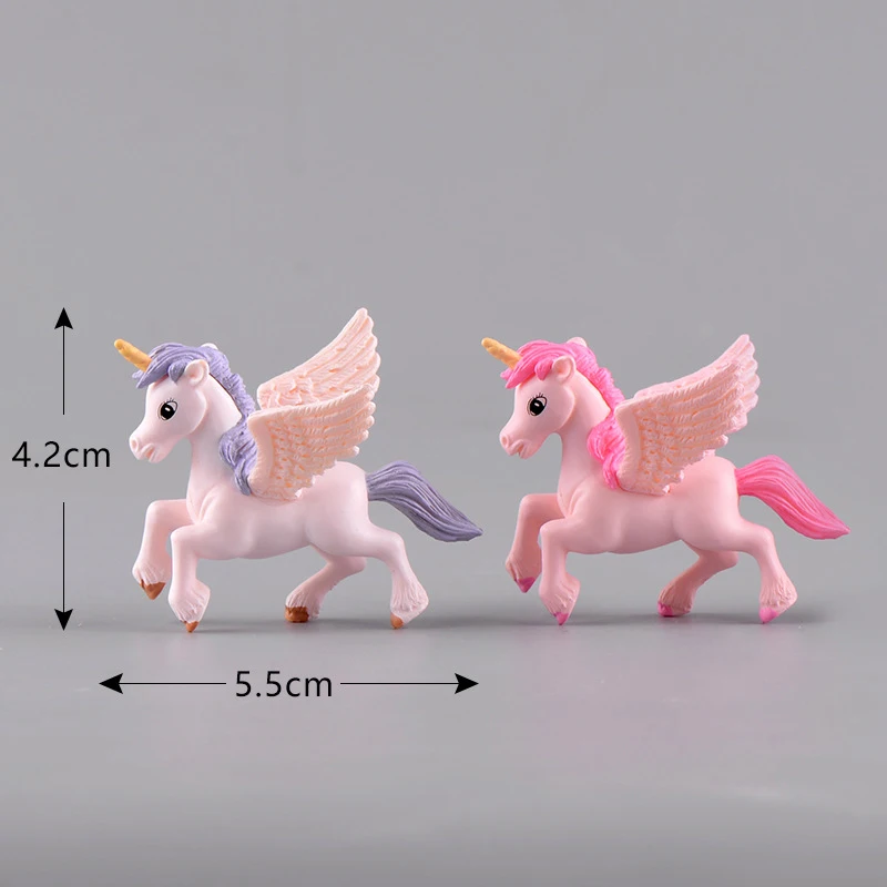 Миниатюрный 2 шт Lover Pony Pegasus Единорог пластиковый ремесленный Декор Аксессуары
