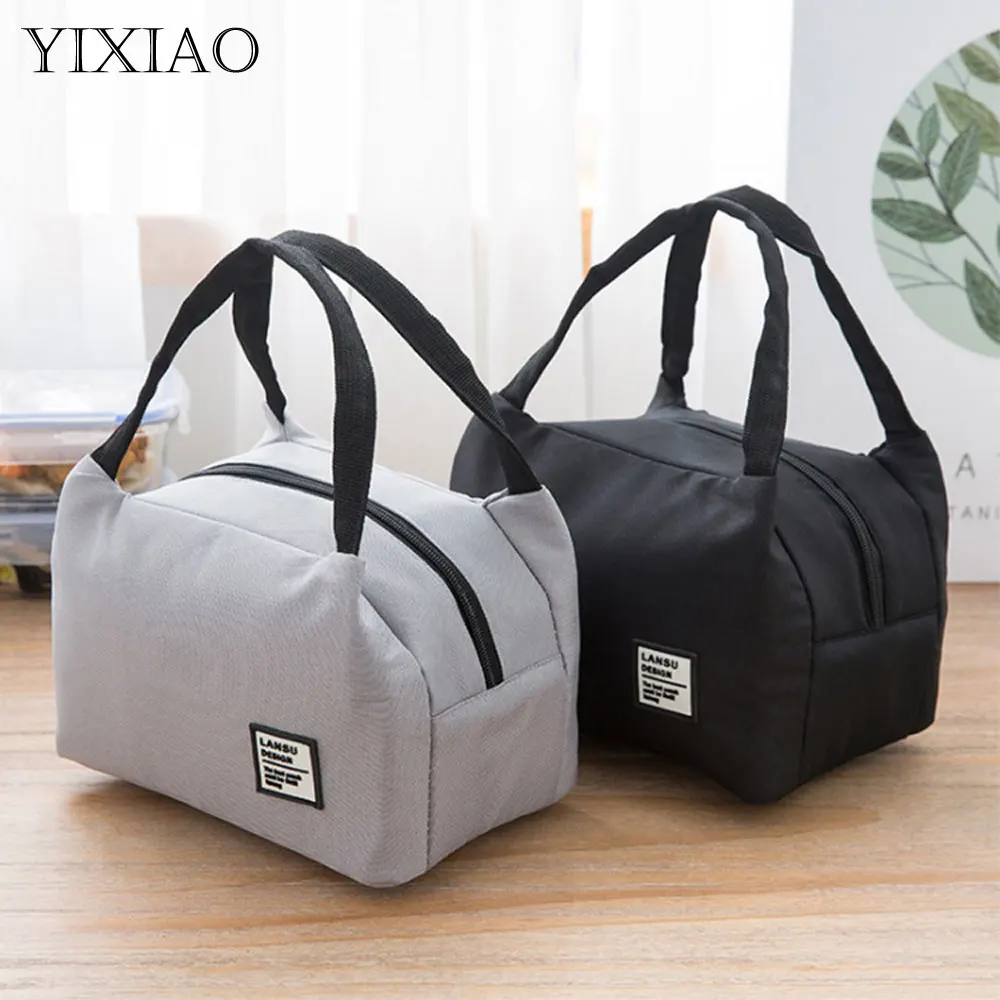 

YIXIAO Portable Fresh Lunch Bag Thermal Insulated Lunch Box Tote Cooler Handbag Dinner Simple School Food Storage Picnic Bags