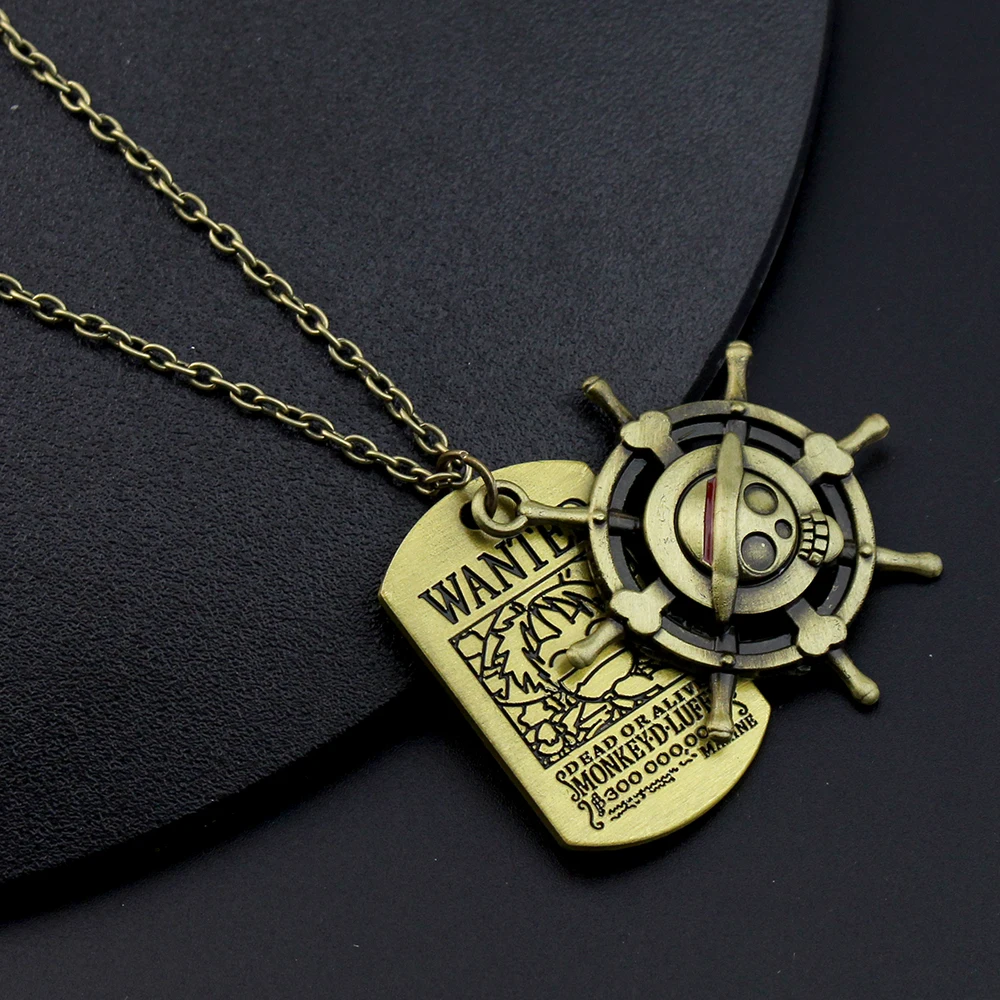 Anime One Piece Necklace Luffy Straw Hat And Skull Logo Dog Tag Pendant Necklace Men Fashion Choker Accessories