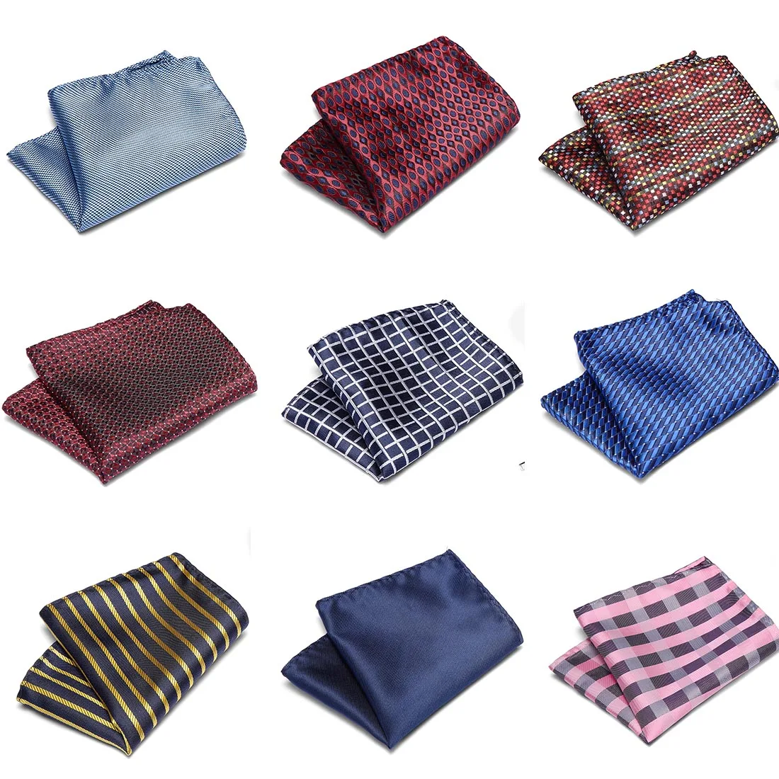 

Men Wedding Pocket Square 100%Silk match for Suit Tie Men's Handkerchief Accessories Jacquard Solid Dots Stripes Pattern 22*22cm