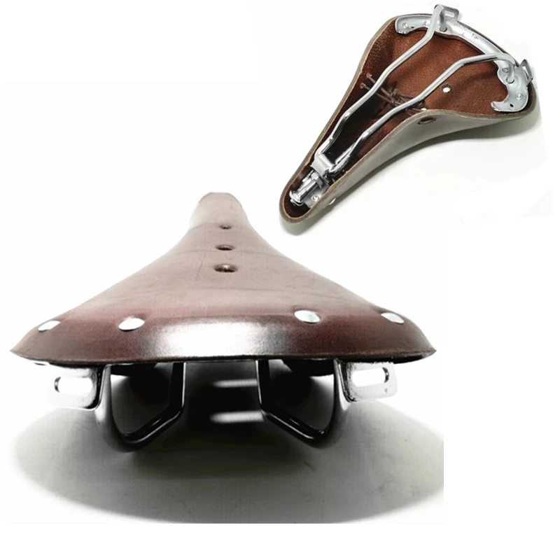 Cow Leather Vintage Style Saddle For Retro Bicycle City Bike Road MTB Durable Seat Custion Cycling Accessories 28*17*5CM |