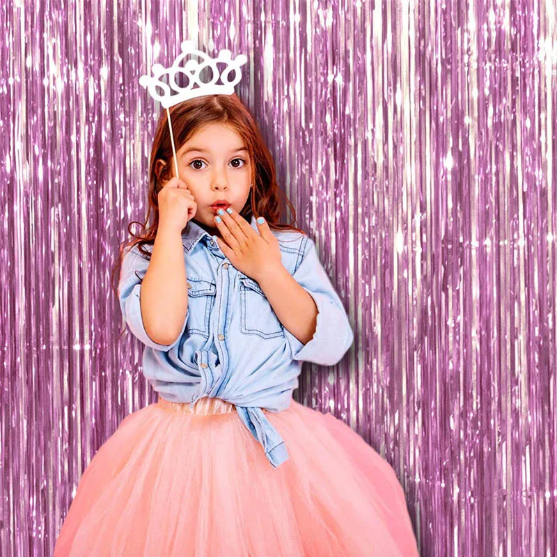 1*3 м блестящая дождевая занавеска из металлической фольги с краями украшение для