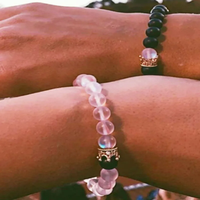 

Браслет из натурального камня, с кристаллами, 2 шт./компл.