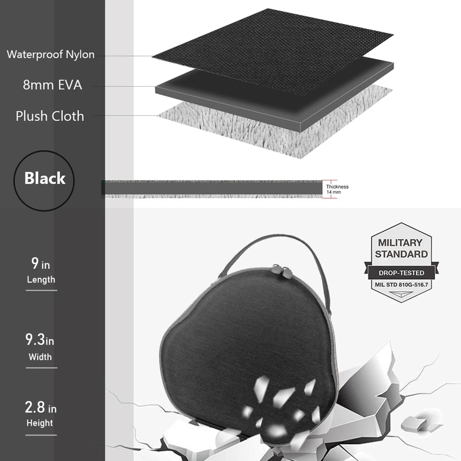 

Travel Headphone Storage Bag For AirPods Max, Portable Headset Carrying Case Shockproof Dustproof Zipper Box with Ear Cup Covers