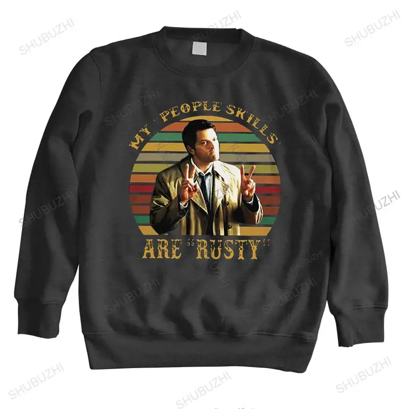 

Retro Castiel Supernatural hoody long sleeve Funny TV Quote My People Skills Are Rusty sweatshirt Cotton Tops Leisure hoodies