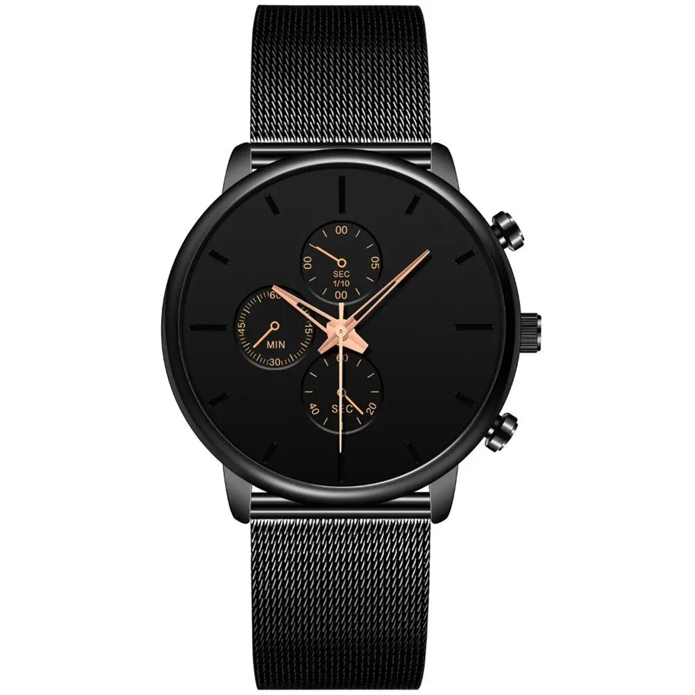 

Fashion Mens Watches 2021Luxury Ultra Thin Round Quartz Watch Military Sport Mesh Adjustable Strap Wrist Watches Men