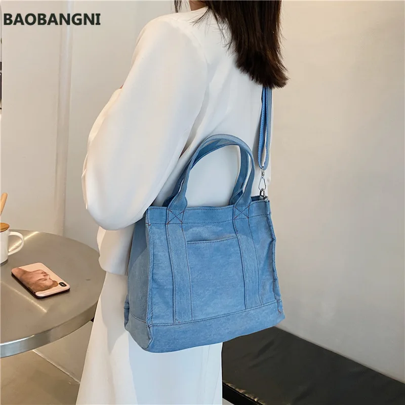 Big capacity Women Shoulder Bags Casual Denim Female Crossbody Bags Fashion Lady Handbags and purse blue Casual totes bolsas