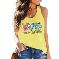 summer vest women steeveless 100 cotton camisole colorful heart letter printed fashion female casual waistcoat o neck tank tops