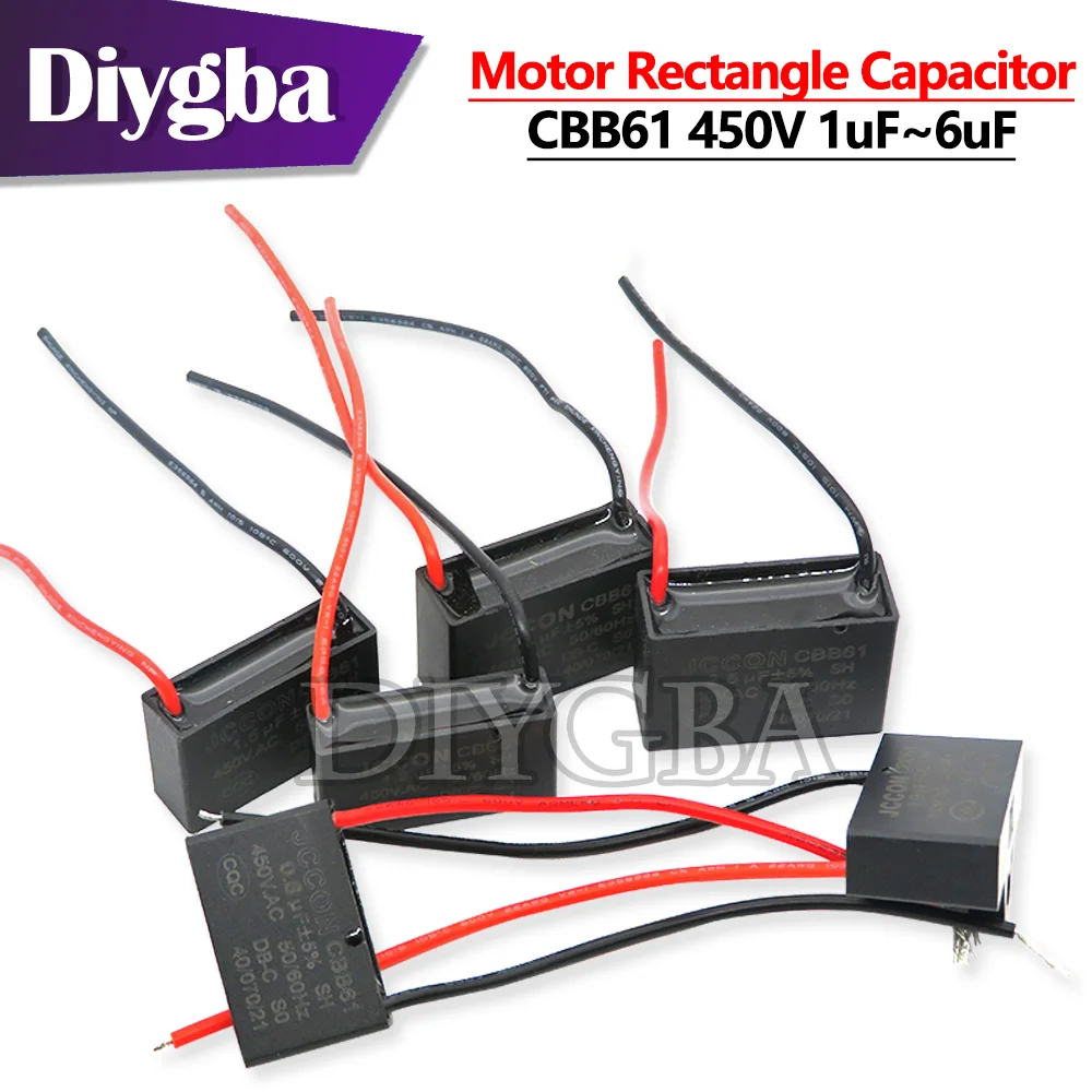 

CBB61 450V 0.8uF~12uF Terminal Ceiling Fan Motor Running Rectangle Capacitor 1UF 1.2UF 1.5UF 1.8UF 2UF 2.5UF 3UF 3.5UF 4UF 4.5UF