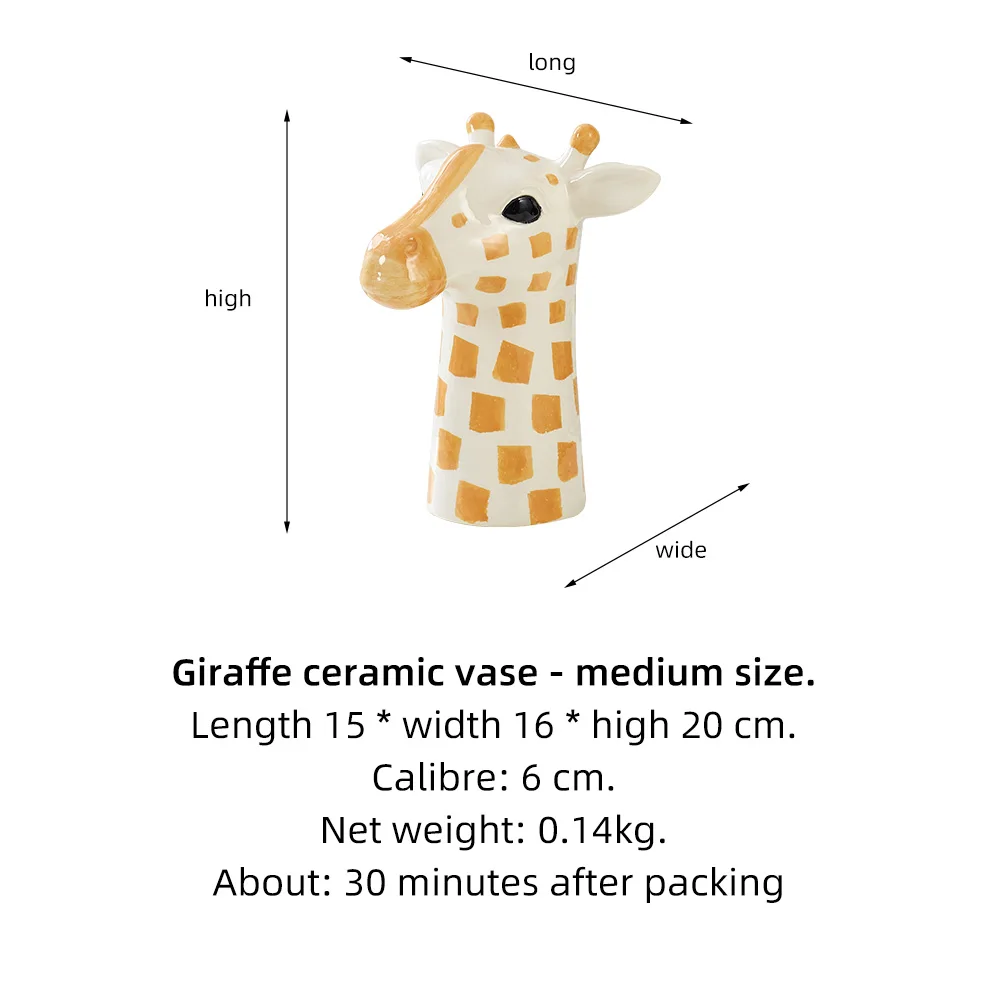 

Creative Giraffe Ceramic Flower Pot Animal Sculpture Household Vase Modern Home Decor Living Room Bedroom Desktop Decor Gifts