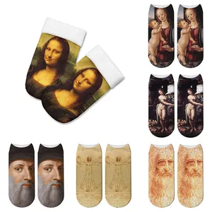 Носки женские масляные в стиле Харадзюку С 3D-принтом Моны Лизы