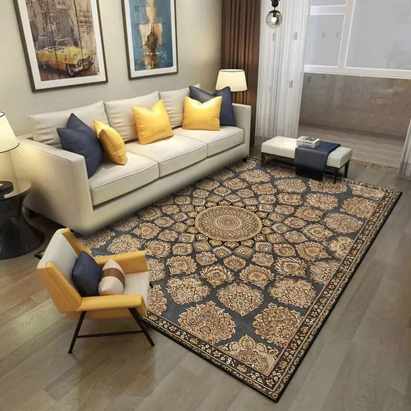 

Vintage European three-dimensional pattern crystal velvet living room bedroom bathroom door mat carpet custom