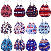 american flag printed 4th of july fireworks leather earrings independence day flag earrings 2021