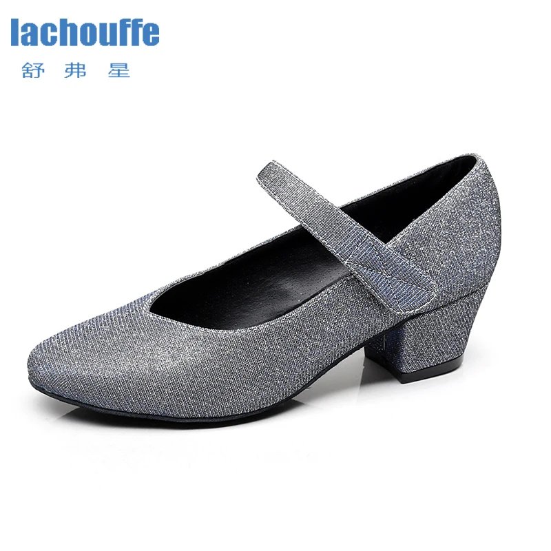 

Women Glitter Latin Dance Shoes Sliver Square Flat Shoes for Tango Ballroom Salsa Dancing Shoes Girls Soft Sole Practice Shoes