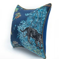 2022 cushion cover decorative pillow case vintage chinese style forest animal collection luxury embroidery blue coussin