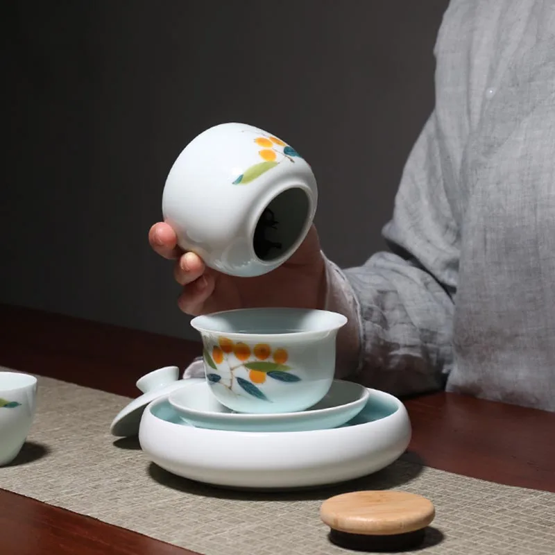 Керамическая банка для чая ручной росписи хранения китайского кунг фу маленькая