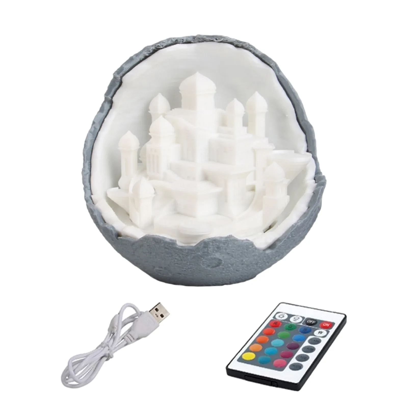 

3D Printed Moon Castle Lamp 16 Colors 5 Modes Night Light With Remote Control Home Decoration Alentine's Day Gift Rocket Lamp