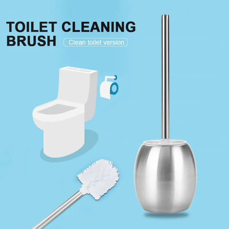 WC Brush Holder Ellipse Shape Hotel Toilet Set Cleaning Stainless Steel Antibacterial Home Decor | Дом и сад