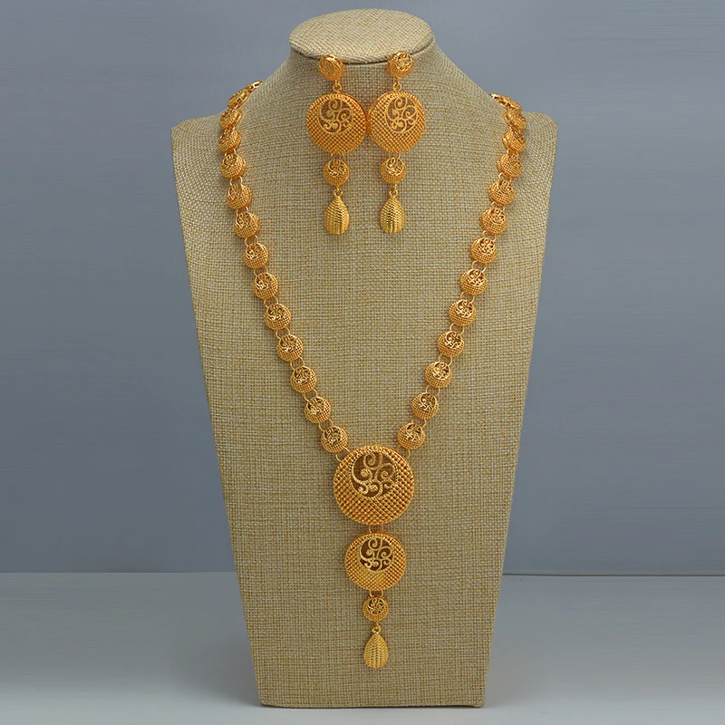 Индийские Чокеры Свадебные Ювелирные наборы с цепочкой золотые серьги для